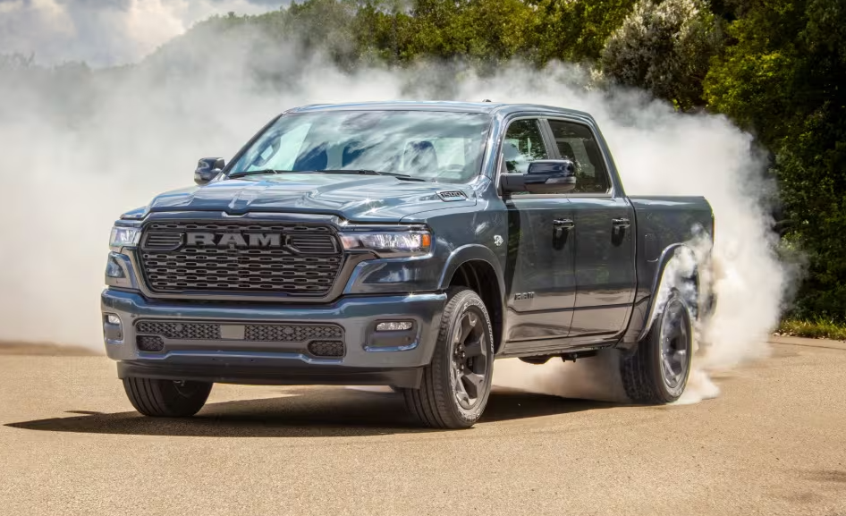 Gray 2026 Ram 1500 drifting