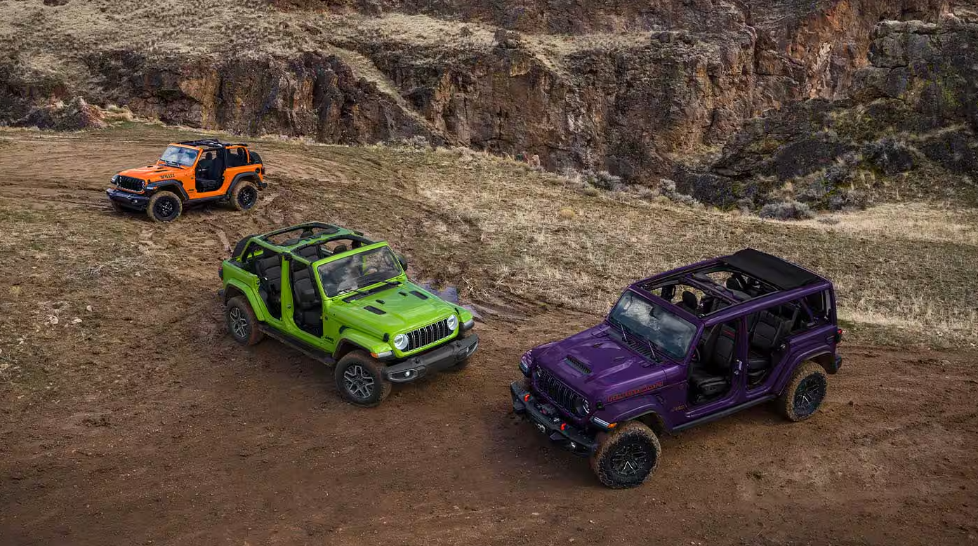 Three 2026 Jeep Wranglers