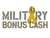 Military Bonus Cash logo with yellow ribbon